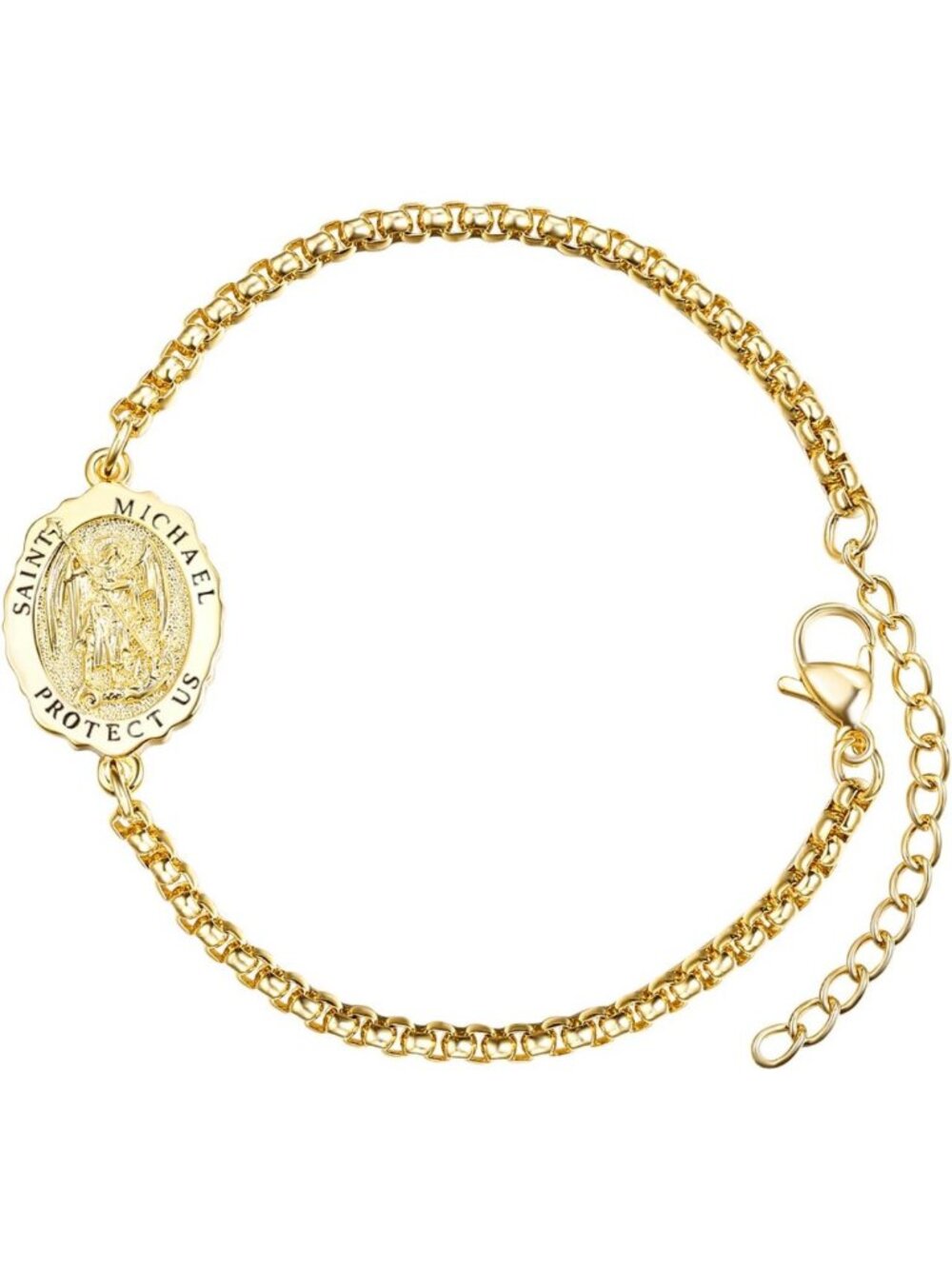 925 Sterling Silver Saint Medal Bracelet, Gold Plated Religious Amulet